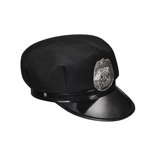 Fashion Black Police Cap With Silver Plastic Badge Adult Roleplay Hats Costume Accessories J20909