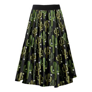 1950's Vintage Midi A-Line Skirt, Fashion High Waist Flared Skirt for Women, Fashion Printed Flared Midi Skirt, Casual Printed A-Line Skirt, Retro Casual Printed A-Line Skirts, #N18794