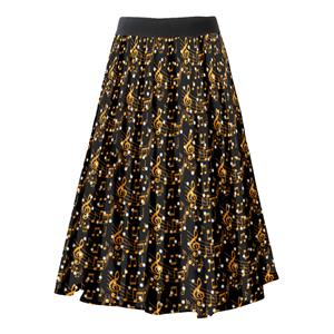 Fashion Casual Musical Note Printing Longuette High Waist A-Line Skirt N18795