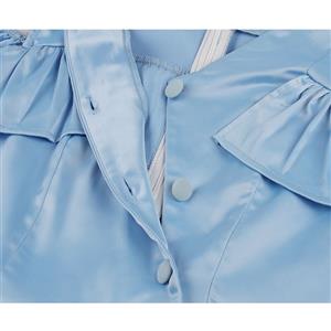 Fashion V Neckline Cut-out Ruffled Sleeves Sash High Waist Summer Swing Dress N21729