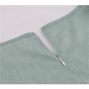 Fashion Light-green Square Collar Sleeveless Pinstripe Belt High Waist Summer Swing Dress N21333