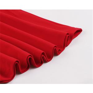 Fashion Red Lapel Short Sleeve Button High Waist A-line Swing Dress N20967