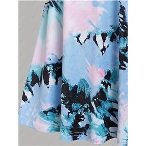 Fashion V Neck Flower Pattern Spaghetti Straps High Waist Halloween Midi Dress N23135