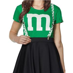 Fashion Spirit Halloween Adult Green M&M's Kit With Suspenders Skirt Cosplay Costume N20982