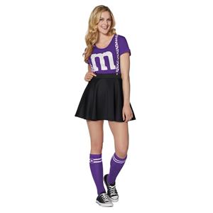 Fashion Spirit Halloween Adult Purple M&M's Kit With Suspenders Skirt Cosplay Costume N20983