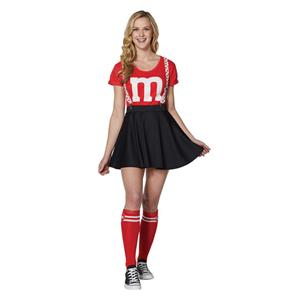 Fashion Spirit Halloween Adult Red M&M's Kit With Suspenders Skirt Cosplay Costume N20986