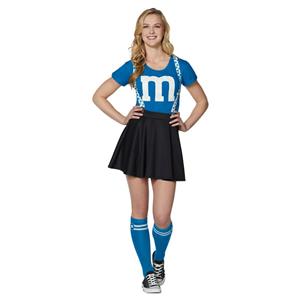 Fashion Spirit Halloween Adult Blue M&M's Kit With Suspenders Skirt Cosplay Costume N20987