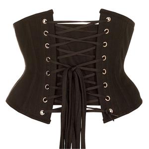 Fashion Black 14 Steel Boned Zipper Closure Waist Cincher Body Shaper Underbust Corset N22307