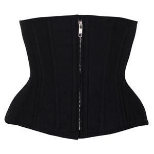 Fashion Black 14 Steel Boned Zipper Closure Waist Cincher Body Shaper Underbust Corset N22307