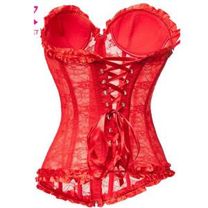 Sexy Fashion Zipper Red See-through Strapless Plastic Bones Corset N22639