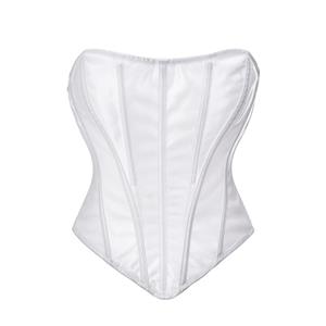 Sexy White Underbust Corset,Sexy White Overlay Underbust Corset,Gothic Corset,Retro Fantasies White Backless Strapless Plastic Bones Zipper Underbust Corset#N22677