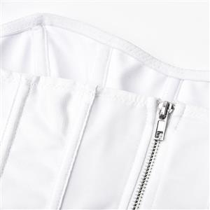 Retro Fantasies White Backless Strapless 11 Plastic Bones Zipper Underbust Corset N22677