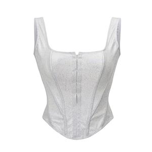 Sexy White Underbust Corset,Sexy Whote Overlay Underbust Corset,Gothic Corset, Retro Fantasies White Backless Wide Straps Plastic Bones Zipper Underbust Corset,#N22679
