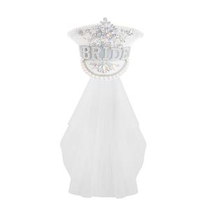 Fashion White Sequins Cosplay Halloween Bride Costume Top Hat and Veil J23304