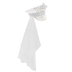 Fashion White Sequins Cosplay Halloween Bride Costume Top Hat and Veil J23304