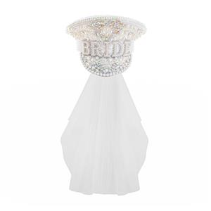 Fashion White Sequins Cosplay Halloween Bride Costume Top Hat and Veil J23308