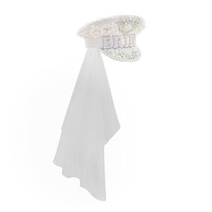 Fashion White Sequins Cosplay Halloween Bride Costume Top Hat and Veil J23308