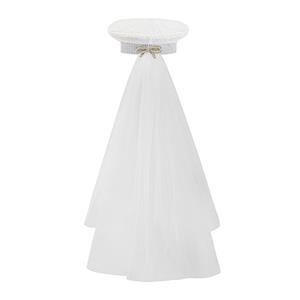 Fashion White Pearl Sequins Cosplay Halloween Bride Costume Top Hat and Veil J23319