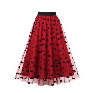 Fashion Wine-red Victorian Gothic Double Layered Elastic Band High Waist Skirt N22943
