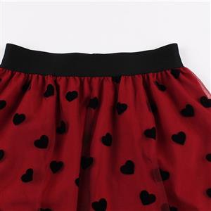 Fashion Wine-red Victorian Gothic Double Layered Elastic Band High Waist Skirt N22943