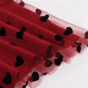 Fashion Wine-red Victorian Gothic Double Layered Elastic Band High Waist Skirt N22943