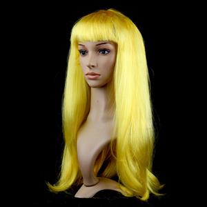 Fashion Yellow Long Straight Wig, Yellow Straight Bangs Long Wig, Sexy Masquerade Straight Hair Wig, Fashion Party Long Straight Wig, Long Straight Hair Cosplay Wig, #MS16114