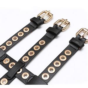 Women's Fashion Faux Leather Metal Keyholes Decorated Girdle Wide Waist Belt N15390