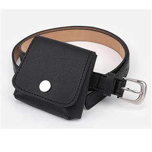 Fashion Waist Belt, Waist Belt with Pouch, Waist Pouch Fashion Belt Bags, Waist Belt for Women, Waist Belt with Mini Purse, Casual Travel Waist Belt, Black Girdle for Women, #N18203