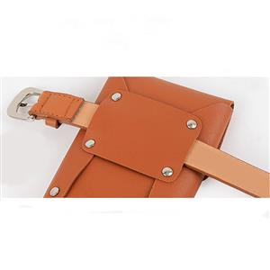 Fashion Brown Faux Leather Waist Belt with Removeable Pouch Travel Waist Belt N18204