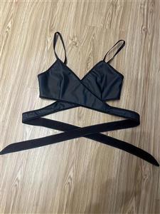 Faux Leather Wrap Front Crop Top - Stylish and Versatile Top for Women N23755