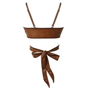 Faux Leather Wrap Front Crop Top - Stylish and Versatile Top for Women N23756