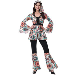 Hippie Costume, 70s Fashion, Ethnic Patterns, Festival Wear, Vintage Clothing, Women's Apparel, Cultural Attire, Party Dress, Retro Style, Bohemian Costume #N23767