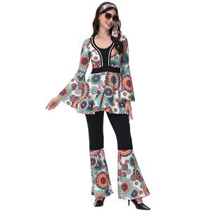 70s Hippie-Inspired Women's Festival Costume with Colorful Ethnic Patterns N23767