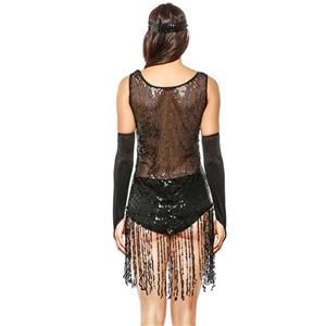 Sexy 1920s Flapper Girl Sequin Tassel Clubwear Costume See-through Dancing Bodysuit N20119