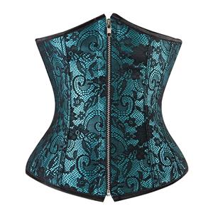 Sexy Women's Azure Floral Lace Underbust Cupless Plastic Bone Waist Cincher Corset N21103