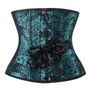 Sexy Women's Azure Floral Lace Underbust Cupless Plastic Bone Waist Cincher Corset N21103