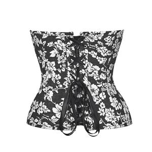 Fashion Floral Print Busk Closure Plastic Boned Body Shaper Overbust Corset N20918