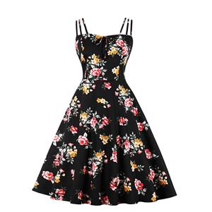 Lovely Floral Print Dress, Floral Print Cocktail Party Dress, Fashion Casual Office Lady Dress, Sexy Swing Dress, Plus Size Dress, Sexy OL Dress, Cocktail Party Dresses for Women, Sexy Spaghetti Straps Dress for Women, #N20280