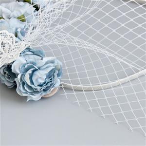 Fashion Grey-blue Flower Crown Fishnet Face Mask Party Headband MS17248