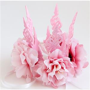 Elegant Charming Pink Flower Crown Headband Wedding Headwear MS17543