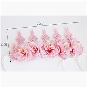 Elegant Charming Pink Flower Crown Headband Wedding Headwear MS17543