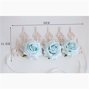 Elegant Charming Light Blue Flower Crown Headband Wedding Headwear MS17544