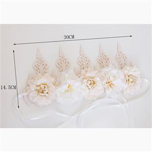 Elegant Charming Apricot Flower Crown Headband Wedding Headwear MS17545