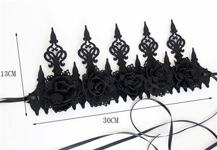 Elegant Charming Black Flower Crown Headband Wedding Headwear MS17546