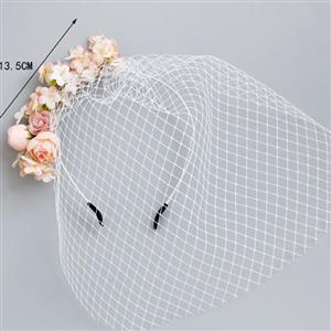 Fashion Pink Flower Fishnet Face Mask Cosplay Party Headband MS17307