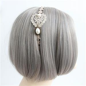 Apricot Pearl Decor Floral Lace Wedding Party Hairband J12929