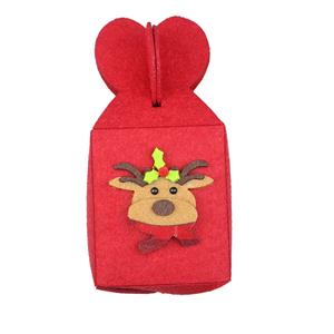 Creative Folding Red Elk Pattern Apple Gift Bag Christmas Decoration Accessory XT19860