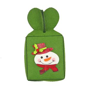 Creative Folding Green Snowman Pattern Apple Gift Bag Christmas Decoration Accessory XT19861