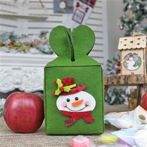 Creative Folding Green Snowman Pattern Apple Gift Bag Christmas Decoration Accessory XT19861