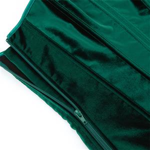 Forest Green Velvet Corset Top, Front Lace-Up Bustier with Zipper for Women N23857